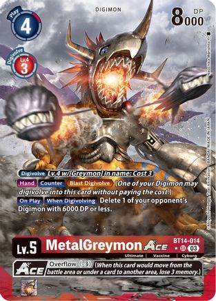MetalGreymon Ace (Alternate Art) (BT14-014) - Blast Ace Foil - Premium Digimon Single from Bandai - Just $0.96! Shop now at Game Crave Tournament Store