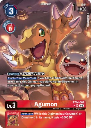 Agumon (Alternate Art) (BT14-007) - Blast Ace Foil - Premium Digimon Single from Bandai - Just $4.02! Shop now at Game Crave Tournament Store