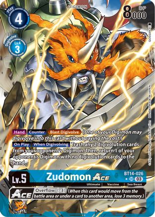 Zudomon Ace (Alternate Art) (BT14-026) - Blast Ace Foil - Premium Digimon Single from Bandai - Just $4.08! Shop now at Game Crave Tournament Store