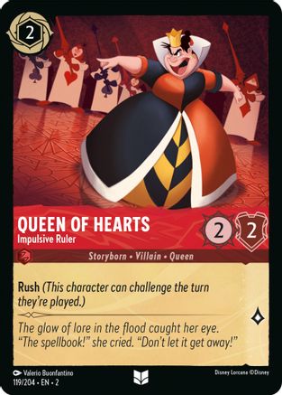 Queen of Hearts - Impulsive Ruler (119/204) - Rise of the Floodborn - Premium Lorcana Single from Rise of the Floodborn - Just $0.08! Shop now at Game Crave Tournament Store