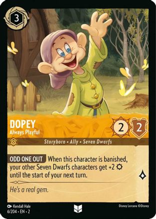 Dopey - Always Playful (6/204) - Rise of the Floodborn Cold Foil - Premium Lorcana Single from Rise of the Floodborn - Just $0.10! Shop now at Game Crave Tournament Store