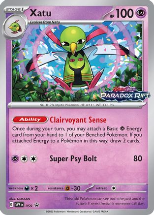 Xatu - 059 59 - SV Scarlet & Violet Promo Cards Holofoil - Premium Pokemon Single from Nintendo - Just $1.36! Shop now at Game Crave Tournament Store