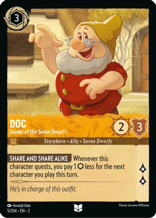 Doc - Leader of the Seven Dwarfs (5/204) - Rise of the Floodborn - Premium Lorcana Single from Rise of the Floodborn - Just $0.08! Shop now at Game Crave Tournament Store