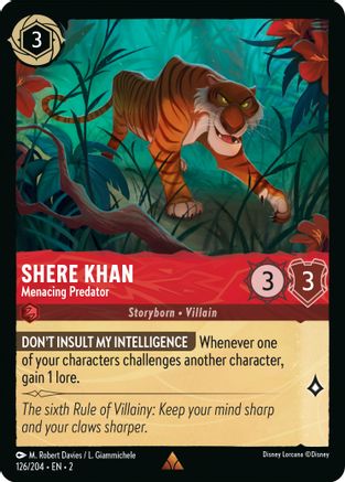 Shere Khan - Menacing Predator (126/204) - Rise of the Floodborn Cold Foil - Premium Lorcana Single from Rise of the Floodborn - Just $0.59! Shop now at Game Crave Tournament Store
