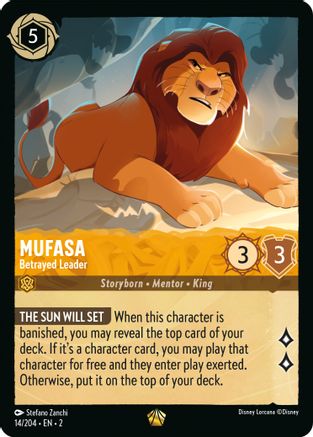 Mufasa - Betrayed Leader (14/204) - Rise of the Floodborn Cold Foil - Premium Lorcana Single from Rise of the Floodborn - Just $5! Shop now at Game Crave Tournament Store