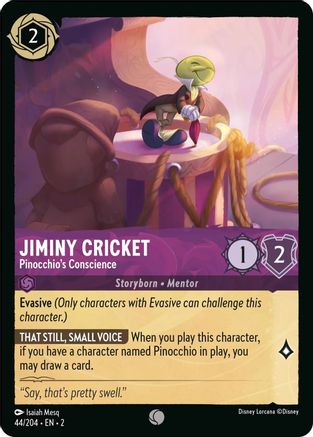 Jiminy Cricket - Pinocchio's Conscience (44/204) - Rise of the Floodborn Cold Foil - Premium Lorcana Single from Rise of the Floodborn - Just $0.08! Shop now at Game Crave Tournament Store