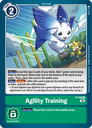 Agility Training (Blast Ace Box Topper) (P-106) - Digimon Promotion Cards Foil - Premium Digimon Single from Bandai - Just $0.79! Shop now at Game Crave Tournament Store
