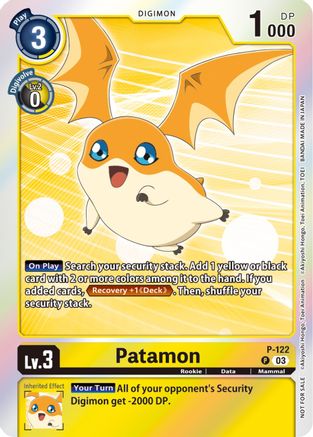 Patamon - P-122 (Tamer Party Pack -The Beginning- Ver. 2.0) (P-122) - Digimon Promotion Cards Foil - Premium Digimon Single from Bandai - Just $1.66! Shop now at Game Crave Tournament Store