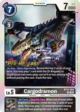 Cargodramon (BT14-064) - Blast Ace Pre-Release Cards Foil - Premium Digimon Single from Bandai - Just $0.10! Shop now at Game Crave Tournament Store