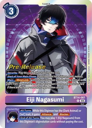 Eiji Nagasumi (BT14-087) - Blast Ace Pre-Release Cards Foil - Premium Digimon Single from Bandai - Just $0.20! Shop now at Game Crave Tournament Store
