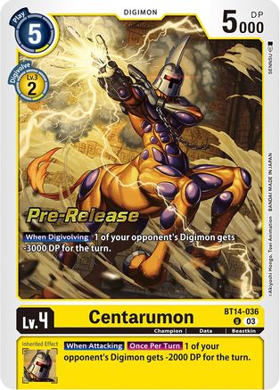 Centarumon (BT14-036) - Blast Ace Pre-Release Cards Foil - Premium Digimon Single from Bandai - Just $0.08! Shop now at Game Crave Tournament Store