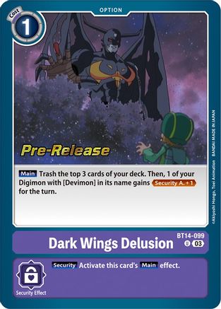 Dark Wings Delusion (BT14-099) - Blast Ace Pre-Release Cards Foil - Premium Digimon Single from Bandai - Just $0.21! Shop now at Game Crave Tournament Store