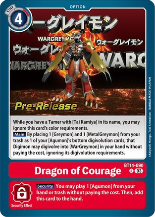 Dragon of Courage (BT14-090) - Blast Ace Pre-Release Cards Foil - Premium Digimon Single from Bandai - Just $0.10! Shop now at Game Crave Tournament Store