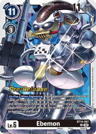 Ebemon (BT14-067) - Blast Ace Pre-Release Cards Foil - Premium Digimon Single from Bandai - Just $0.09! Shop now at Game Crave Tournament Store