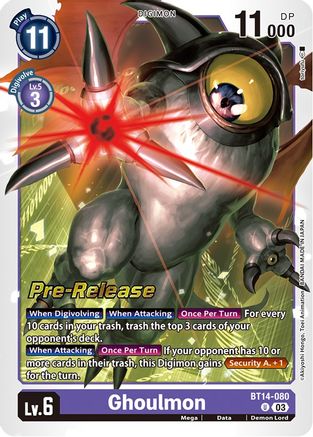 Ghoulmon (BT14-080) - Blast Ace Pre-Release Cards Foil - Premium Digimon Single from Bandai - Just $0.14! Shop now at Game Crave Tournament Store