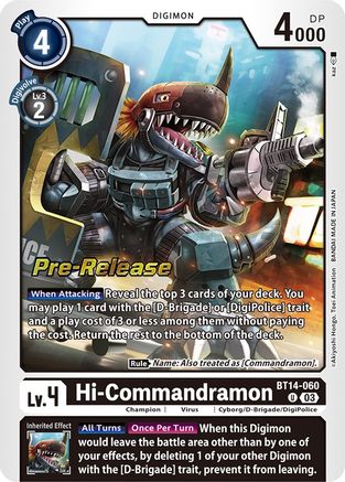Hi-Commandramon (BT14-060) - Blast Ace Pre-Release Cards Foil - Premium Digimon Single from Bandai - Just $0.71! Shop now at Game Crave Tournament Store