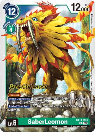 SaberLeomon (BT14-054) - Blast Ace Pre-Release Cards Foil - Premium Digimon Single from Bandai - Just $0.10! Shop now at Game Crave Tournament Store