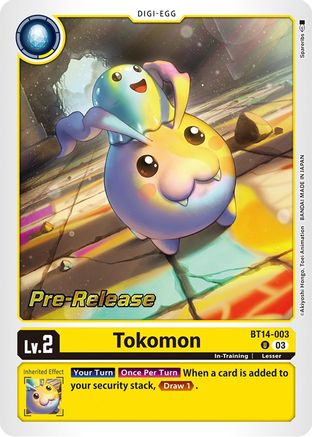 Tokomon (BT14-003) - Blast Ace Pre-Release Cards Foil - Premium Digimon Single from Bandai - Just $0.93! Shop now at Game Crave Tournament Store