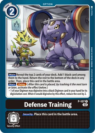 Defense Training (Blast Ace Box Topper) (P-107) - Digimon Promotion Cards Foil - Premium Digimon Single from Bandai - Just $1.32! Shop now at Game Crave Tournament Store