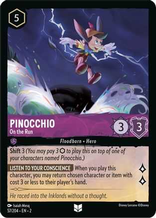 Pinocchio - On the Run (57/204) - Rise of the Floodborn - Premium Lorcana Single from Rise of the Floodborn - Just $0.08! Shop now at Game Crave Tournament Store