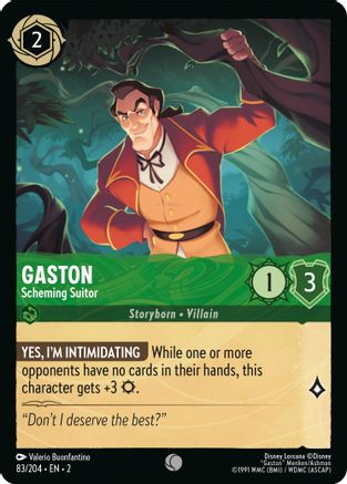 Gaston - Scheming Suitor (83/204) - Rise of the Floodborn - Premium Lorcana Single from Rise of the Floodborn - Just $0.08! Shop now at Game Crave Tournament Store