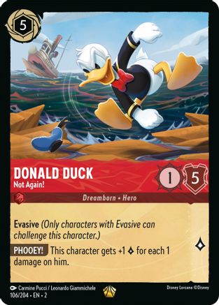 Donald Duck - Not Again! (106/204) - Rise of the Floodborn - Premium Lorcana Single from Rise of the Floodborn - Just $0.25! Shop now at Game Crave Tournament Store