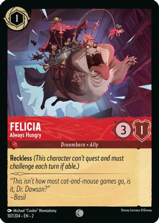 Felicia - Always Hungry (107/204) - Rise of the Floodborn - Premium Lorcana Single from Rise of the Floodborn - Just $0.08! Shop now at Game Crave Tournament Store