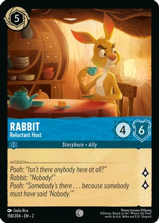 Rabbit - Reluctant Host (158/204) - Rise of the Floodborn - Premium Lorcana Single from Rise of the Floodborn - Just $0.08! Shop now at Game Crave Tournament Store