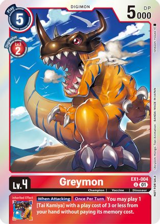 Greymon (Blast Ace Double Pack Set) (EX1-004) - Classic Collection Foil - Premium Digimon Single from Bandai - Just $0.14! Shop now at Game Crave Tournament Store