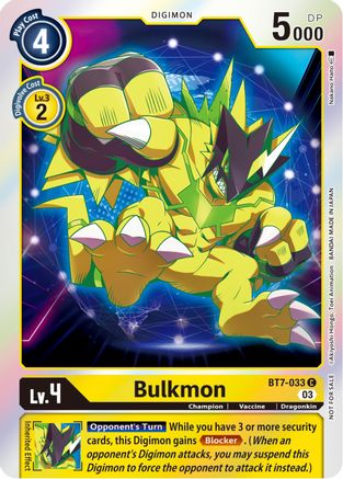 Bulkmon (Official Tournament Pack Vol.11) (BT7-033) - Next Adventure Foil - Premium Digimon Single from Bandai - Just $0.08! Shop now at Game Crave Tournament Store