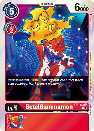 BetelGammamon (Official Tournament Pack Vol.11) (BT8-013) - New Awakening Foil - Premium Digimon Single from Bandai - Just $0.08! Shop now at Game Crave Tournament Store