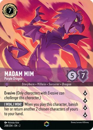 Madam Mim - Purple Dragon (Alternate Art) (208/204) - Rise of the Floodborn Holofoil - Premium Lorcana Single from Rise of the Floodborn - Just $13.28! Shop now at Game Crave Tournament Store