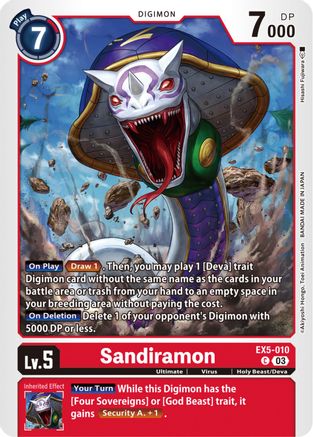 Sandiramon (EX5-010) - Animal Colosseum - Premium Digimon Single from Bandai - Just $0.25! Shop now at Game Crave Tournament Store