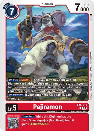 Pajiramon (EX5-011) - Animal Colosseum - Premium Digimon Single from Bandai - Just $0.25! Shop now at Game Crave Tournament Store