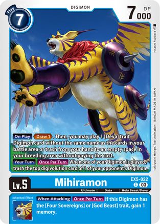 Mihiramon (EX5-022) - Animal Colosseum - Premium Digimon Single from Bandai - Just $0.25! Shop now at Game Crave Tournament Store