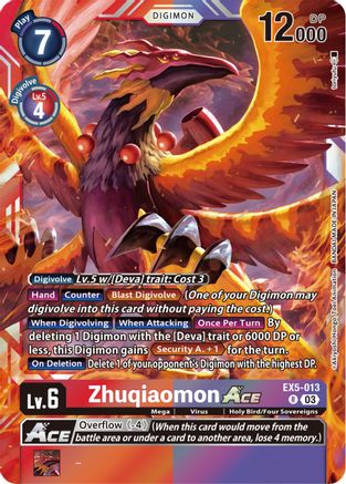 Zhuqiaomon Ace (EX5-013) - Animal Colosseum Foil - Premium Digimon Single from Bandai - Just $0.25! Shop now at Game Crave Tournament Store