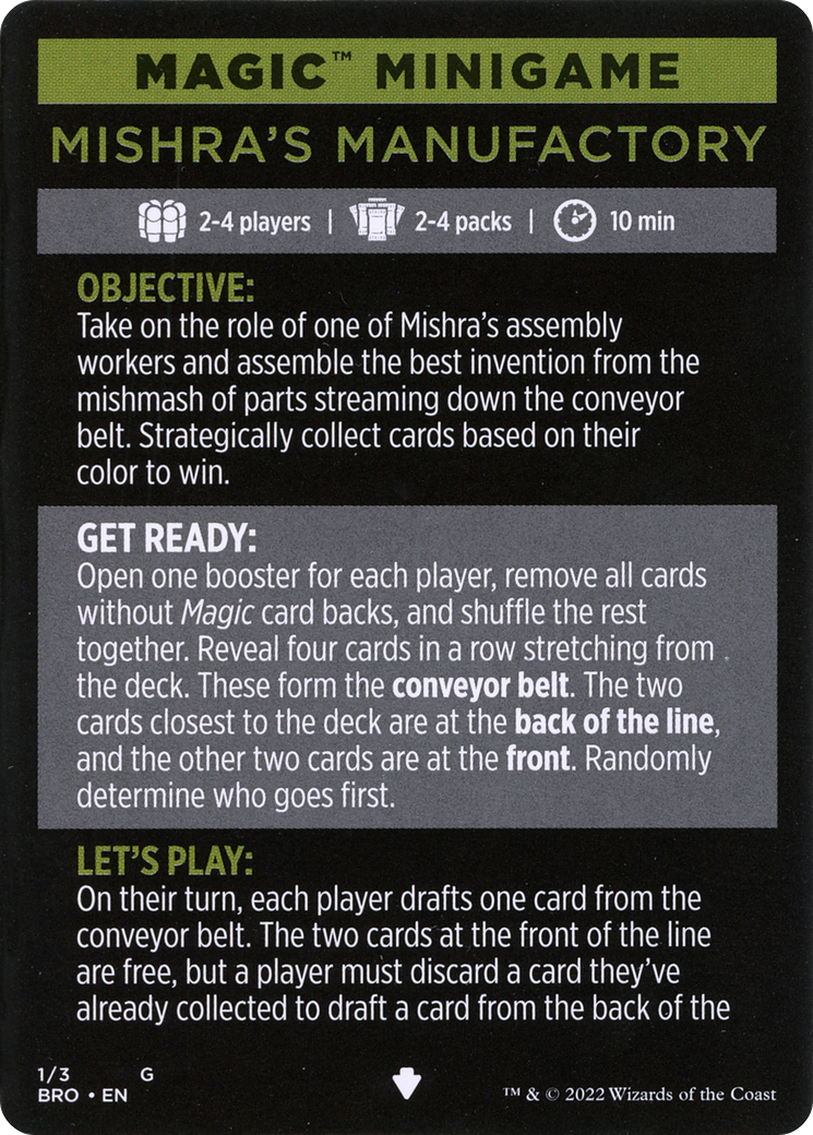 Mishra's Manufactory // Mishra's Manufactory (cont'd) (MBRO-001) - The Brothers' War Minigames - Premium MTG Single from Wizards of the Coast - Just $0! Shop now at Game Crave Tournament Store