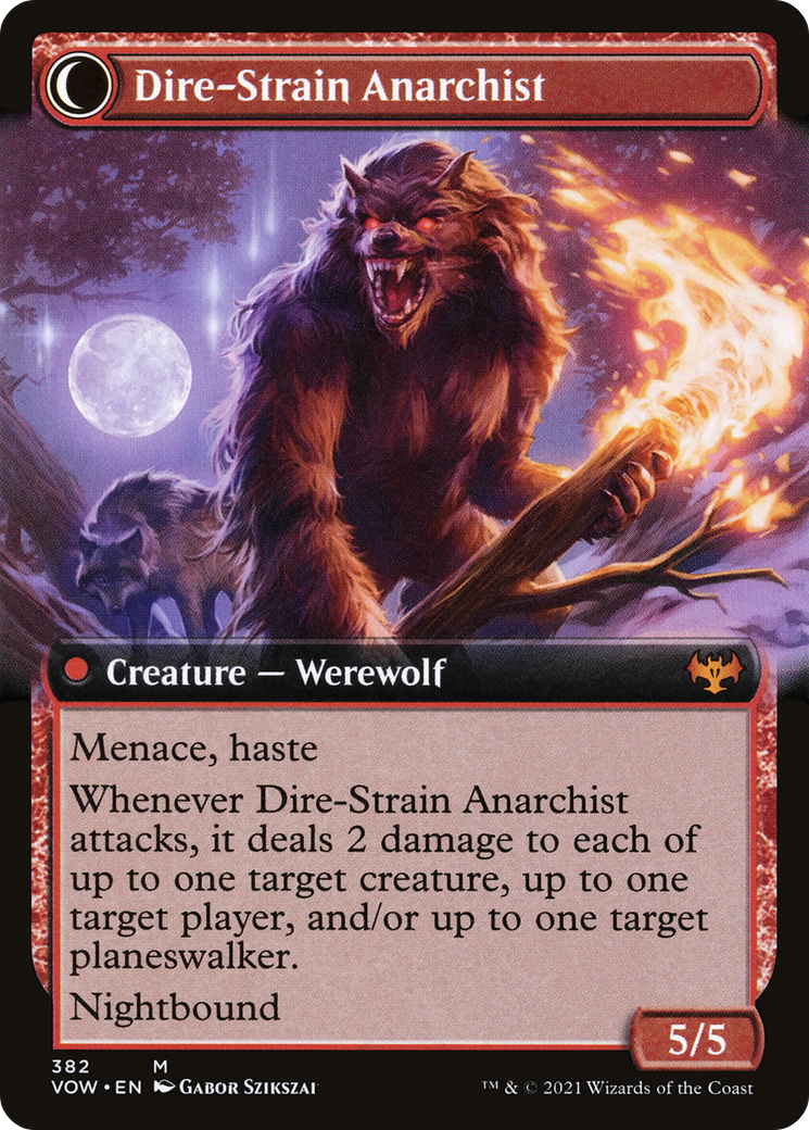 Volatile Arsonist // Dire-Strain Anarchist (VOW-382) - Innistrad: Crimson Vow: (Extended Art, Double Faced Transform) - Premium MTG Single from Wizards of the Coast - Just $0.26! Shop now at Game Crave Tournament Store