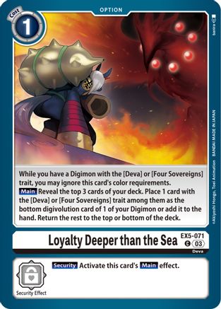 Loyalty Deeper than the Sea (EX5-071) - Animal Colosseum - Premium Digimon Single from Bandai - Just $0.25! Shop now at Game Crave Tournament Store