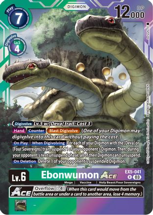 Ebonwumon Ace (EX5-041) - Animal Colosseum Foil - Premium Digimon Single from Bandai - Just $0.25! Shop now at Game Crave Tournament Store