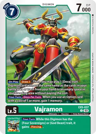 Vajramon (EX5-037) - Animal Colosseum - Premium Digimon Single from Bandai - Just $0.25! Shop now at Game Crave Tournament Store