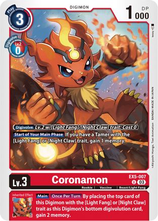 Coronamon (EX5-007) - Animal Colosseum - Premium Digimon Single from Bandai - Just $0.25! Shop now at Game Crave Tournament Store