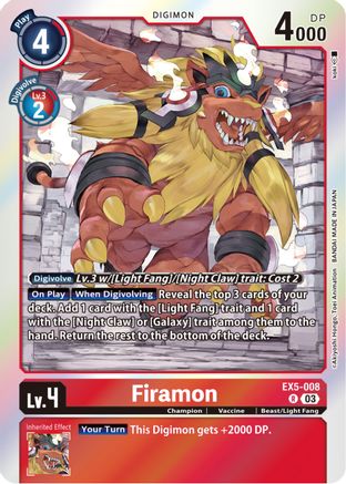 Firamon (EX5-008) - Animal Colosseum Foil - Premium Digimon Single from Bandai - Just $0.25! Shop now at Game Crave Tournament Store