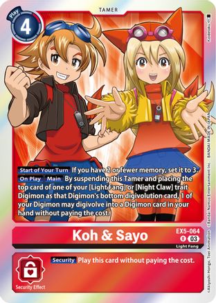 Koh & Sayo (EX5-064) - Animal Colosseum Foil - Premium Digimon Single from Bandai - Just $0.25! Shop now at Game Crave Tournament Store