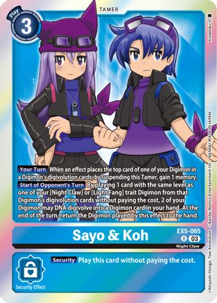 Sayo & Koh (EX5-065) - Animal Colosseum Foil - Premium Digimon Single from Bandai - Just $0.25! Shop now at Game Crave Tournament Store