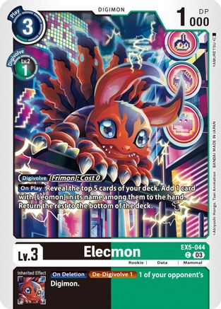 Elecmon (EX5-044) - Animal Colosseum - Premium Digimon Single from Bandai - Just $0.25! Shop now at Game Crave Tournament Store