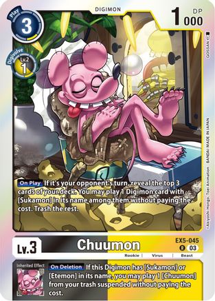 Chuumon (EX5-045) - Animal Colosseum Foil - Premium Digimon Single from Bandai - Just $0.25! Shop now at Game Crave Tournament Store