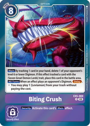 Biting Crush (EX5-069) - Animal Colosseum Foil - Premium Digimon Single from Bandai - Just $0.25! Shop now at Game Crave Tournament Store