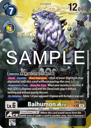 Baihumon Ace (Alternate Art) (EX5-053) - Animal Colosseum Foil - Premium Digimon Single from Bandai - Just $1.50! Shop now at Game Crave Tournament Store