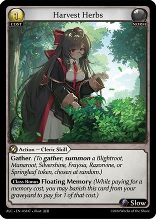 Harvest Herbs (ALCHEMICAL REVOLUTION) Foil - Premium Grand Archive Single from Alchemical Revolution - Just $0.25! Shop now at Game Crave Tournament Store